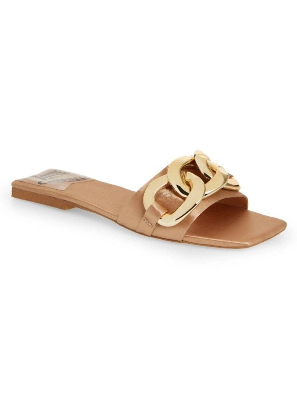 Jeffrey Campbell Women's Park Chain Slide Flat Sandals in Gold Satin Size 7